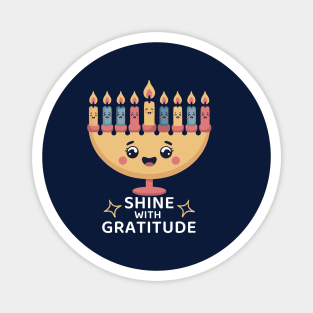 Shine With Gratitude – Kawaii Hanukkah Latke Menorah Magnet